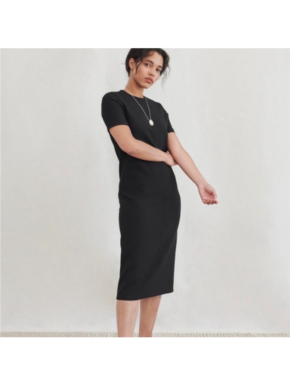 Jenni Kayne Black Short-Sleeve Midi Dress